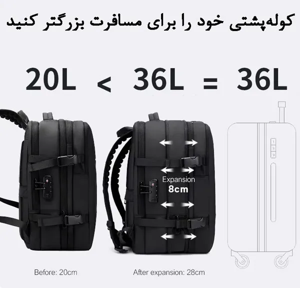 کوله پشتی مسافرتی وکیوم‌دار اورجینال بنج BANGE مدل 3028 - تصویر 2