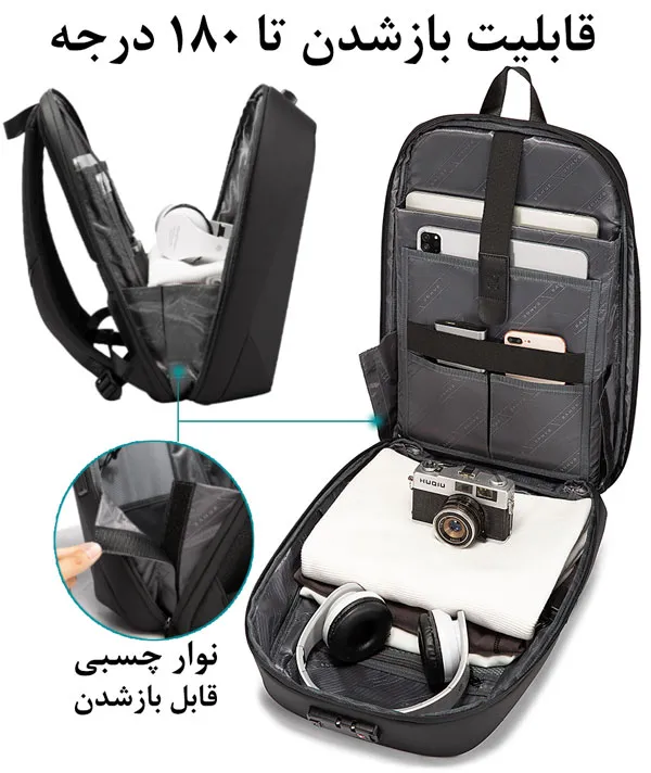 کیف کوله پشتی لپ تاپ ضد سرقت اورجینال بنج BANGE 7251 - تصویر 7