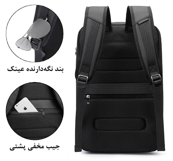 کیف و کوله پشتی لپ تاپ ضد سرقت اورجینال بنج BANGE 3005 - تصویر 7