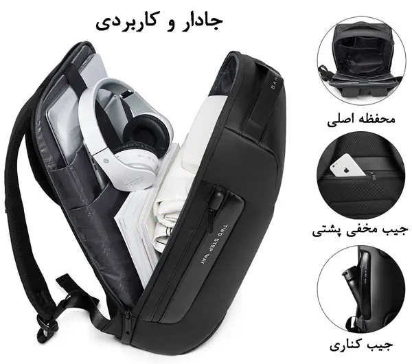 کیف کوله پشتی لپ تاپ 15.6 اینچی بنج 7216 کیف کوله پشتی لپ تاپ 15.6 اینچی اورجینال بنج BANGE 7216 - تصویر 8