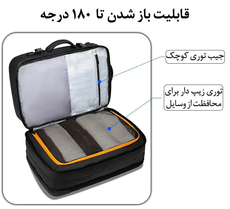 کیف مسافرتی 35L کوله پشتی لپ تاپ 15.6 اینچی بنج 1908 کیف مسافرتی 35L کوله پشتی لپ تاپ 15.6 اینچی اورجینال بنج BANGE 1908 - تصویر 8