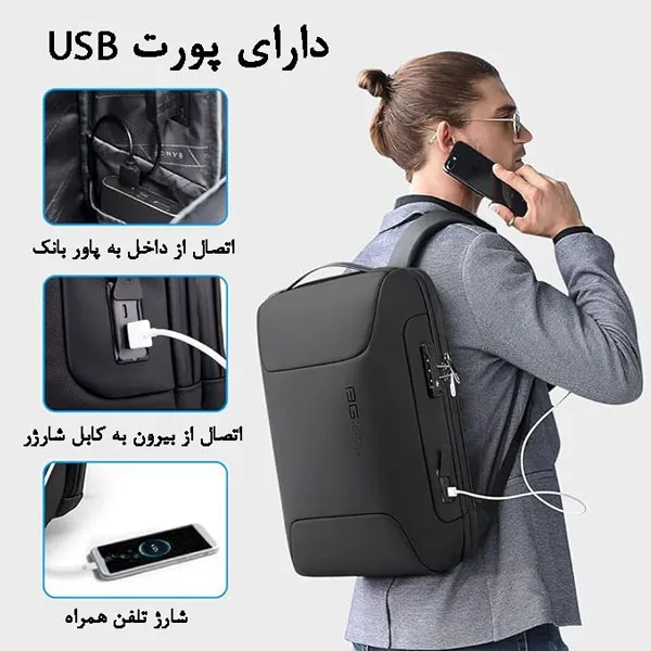 کیف کوله پشتی لپ تاپ 15.6 اینچی بنج 7216 کیف کوله پشتی لپ تاپ 15.6 اینچی اورجینال بنج BANGE 7216 - تصویر 9