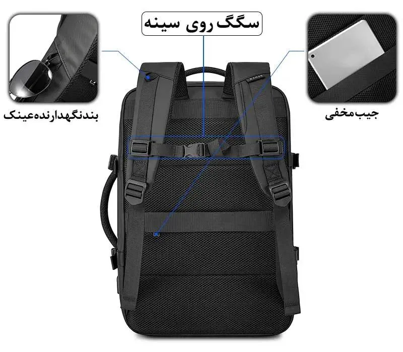 کیف کوله پشتی مسافرتی بنج 2892 کیف کوله پشتی مسافرتی اورجینال بنج BANGE 2892 - تصویر 9