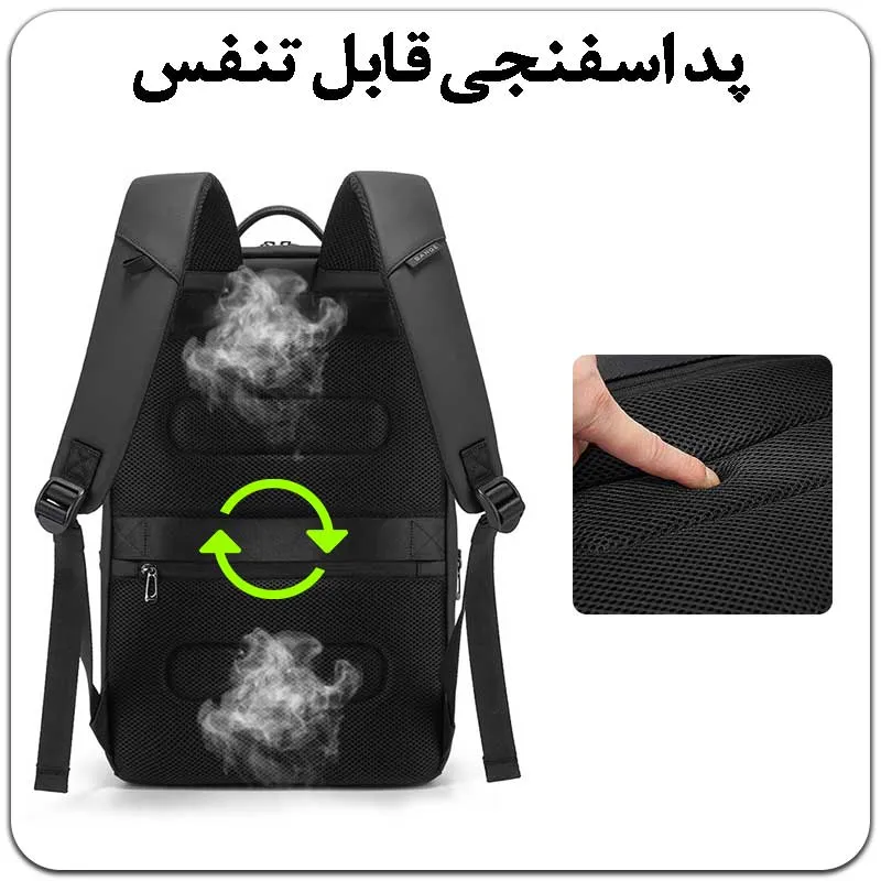 کیف کوله پشتی لپ تاپ 15.6 اینچی اورجینال بنج BANGE 2950 - تصویر 9