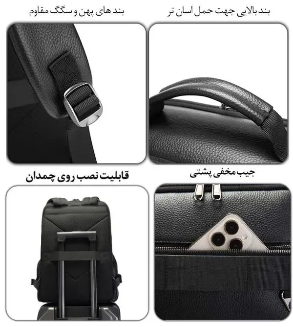 کیف و کوله پشتی چرم اورجینال بنج BANGE 6627 - تصویر 8