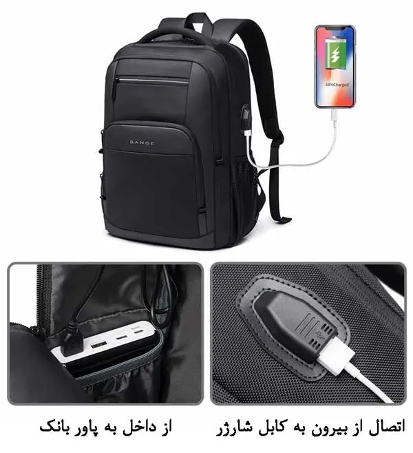 کیف و کوله پشتی لپ تاپ 15.6 اینچ اورجینال بنج BANGE 1921 - تصویر 10