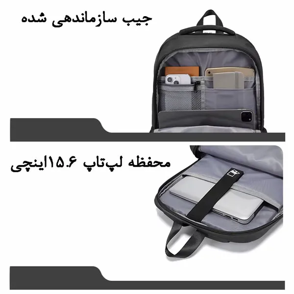 کیف کوله پشتی لپ تاپ بنج 1807 کیف کوله پشتی لپ تاپ اورجینال بنج BANGE 1807 - تصویر 10