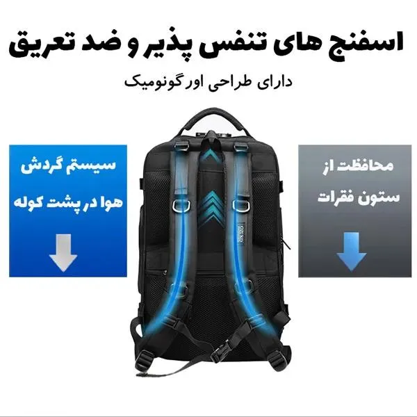 کیف کوله پشتی مسافرتی اورجینال اوزوکو OZUKO 9309L - تصویر 9