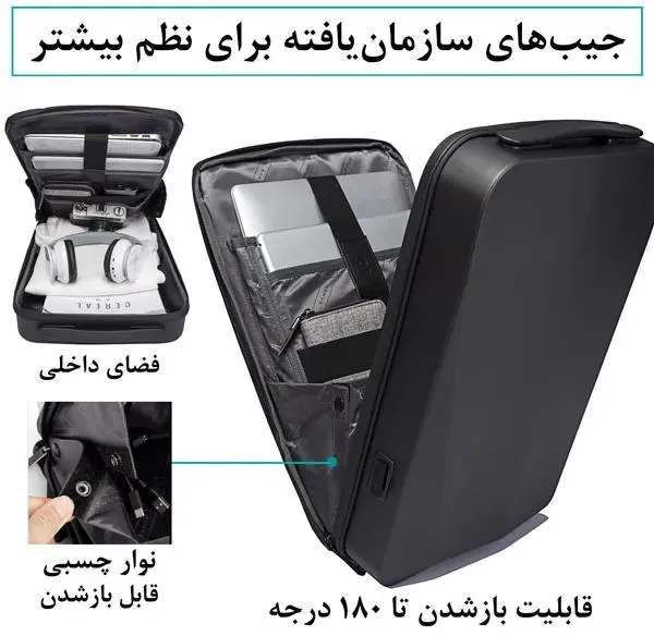 کیف کوله پشتی ضدسرقت بنج 22201 کیف کوله پشتی ضدسرقت اورجینال بنج BANGE 22201 - تصویر 9