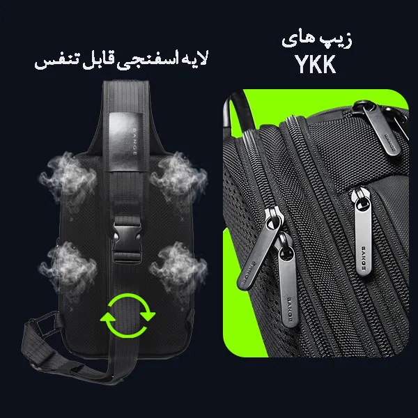 کیف کراس بادی قفل ضد سرقت دار اورجینال بنج BANGE 7082 - تصویر 10
