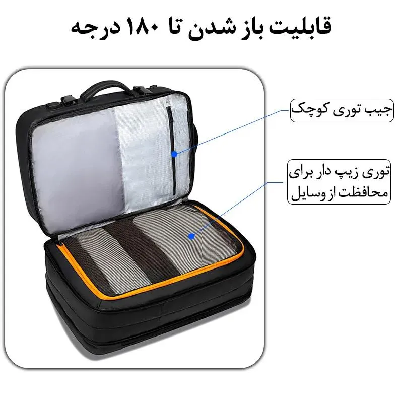 کیف مسافرتی 45L کوله پشتی لپ تاپ 17 اینچی بنج 1908D کیف مسافرتی 45L کوله پشتی لپ تاپ 17 اینچی اورجینال بنج BANGE 1908D - تصویر 11
