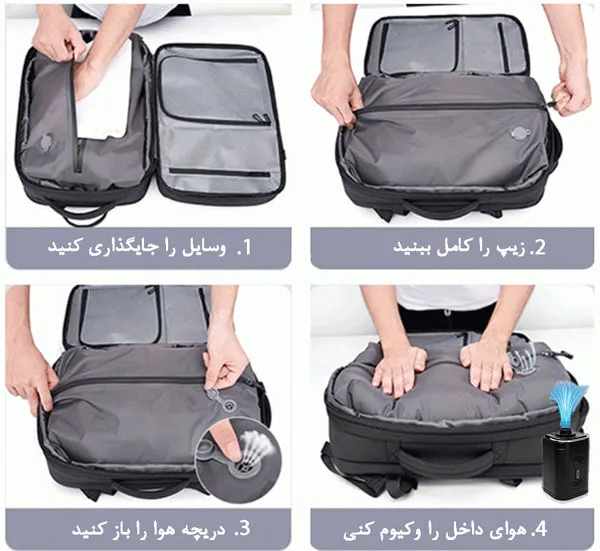 کوله پشتی مسافرتی وکیوم‌دار اورجینال بنج BANGE مدل 3028 - تصویر 9