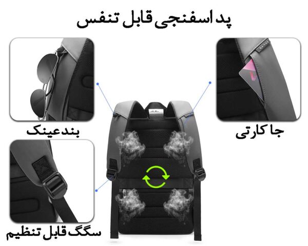 کیف کوله پشتی لپ تاپ 15.6 اینچ بنج 7802