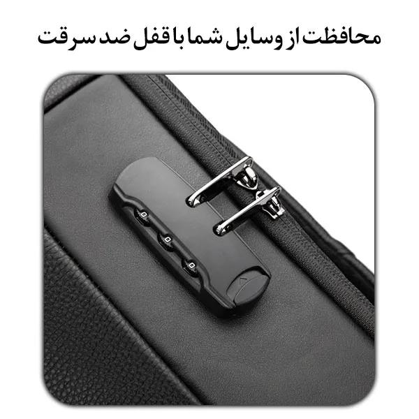 کیف کوله پشتی لپ تاپ ضد سرقت چرم بنج 6622
