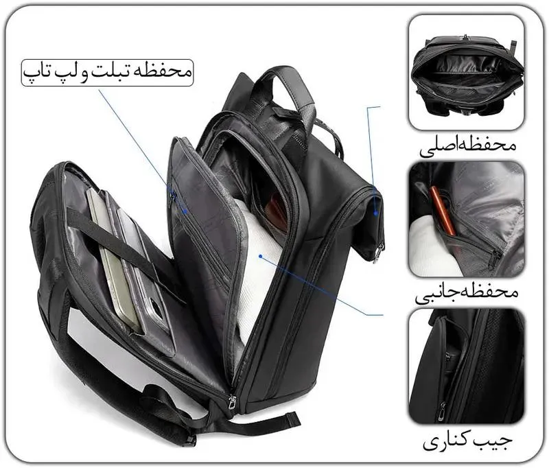 کوله پشتی مسافرتی لپ تاپ 15.6 اینچ اورجینال بنج BANGE 2888 - تصویر 12