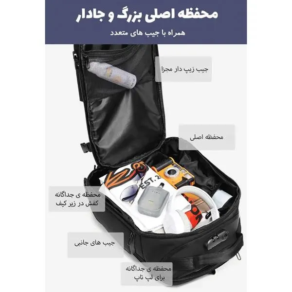 کیف کوله پشتی مسافرتی اورجینال اوزوکو OZUKO 9309L - تصویر 12