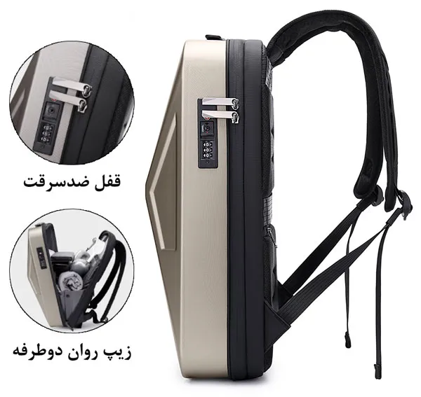 کیف و کوله پشتی لپ تاپ ضد سرقت اورجینال بنج BANGE 3005 - تصویر 13