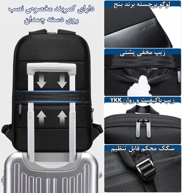 کیف کوله پشتی لپ تاپ 15.6 اینچی اورجینال بنج BANGE 77115 - تصویر 14