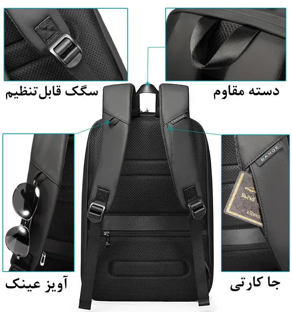 کیف کوله پشتی لپ تاپ ضد سرقت اورجینال بنج BANGE 7251 - تصویر 15