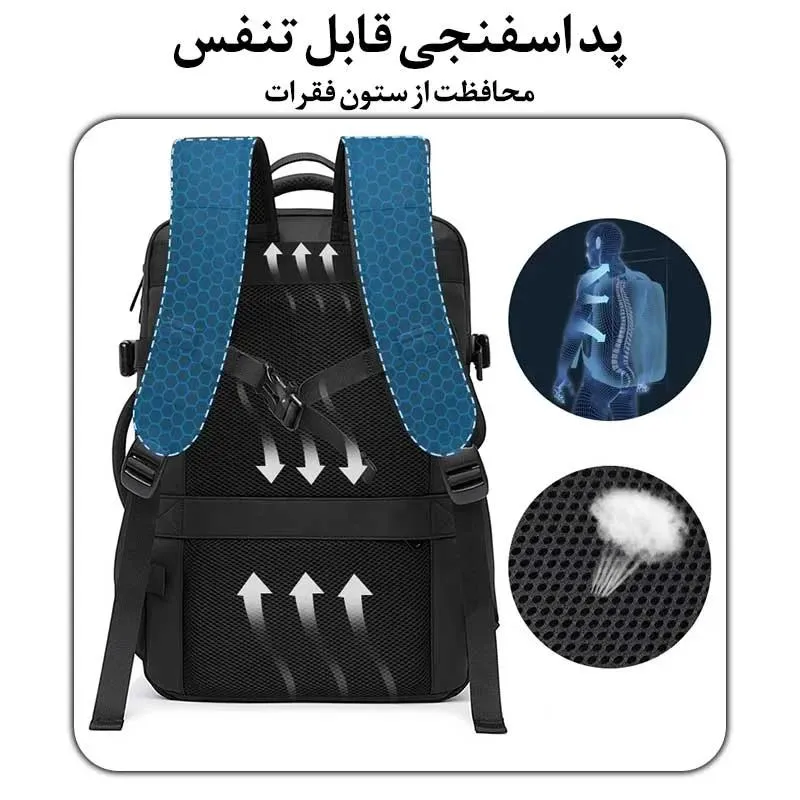کیف مسافرتی 45L کوله پشتی لپ تاپ 17 اینچی بنج 1908D کیف مسافرتی 45L کوله پشتی لپ تاپ 17 اینچی اورجینال بنج BANGE 1908D - تصویر 17