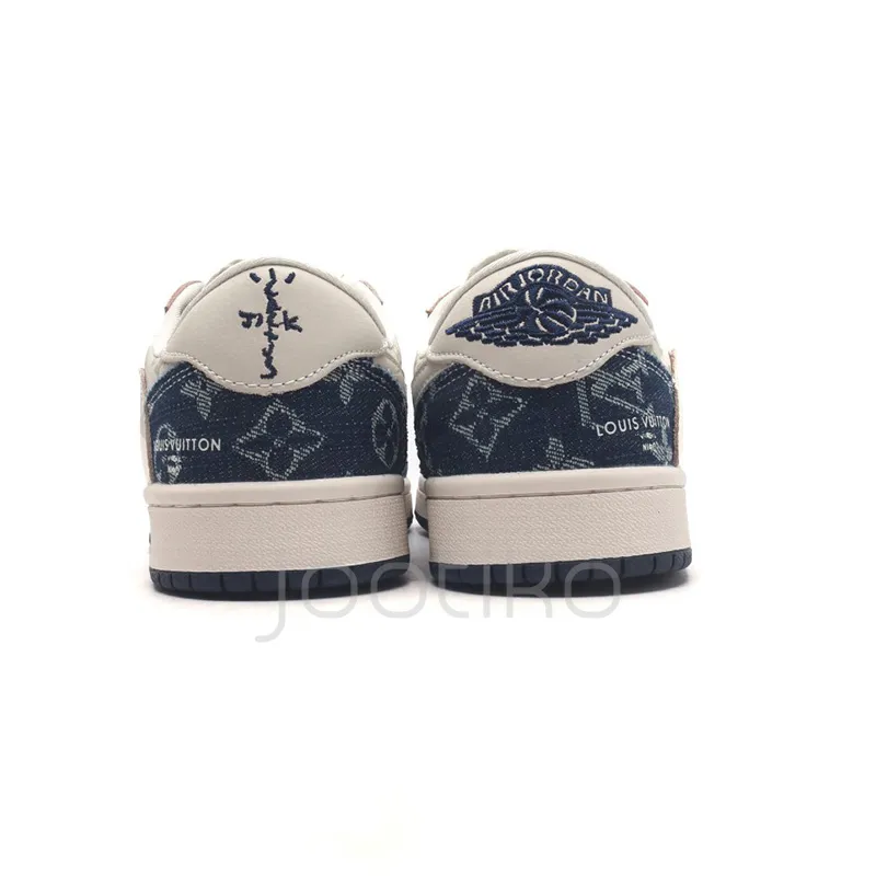 ایر جردن وان لویی ویتون LV Nike Jordan 1 Low x Travis Scott Fragment Denim Navy - تصویر 4