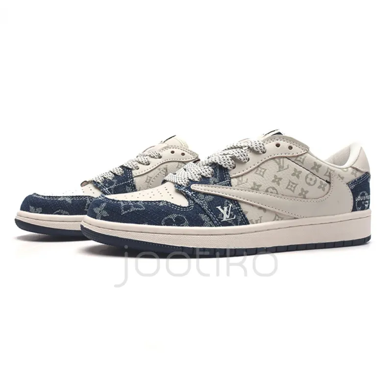 ایر جردن وان لویی ویتون LV Nike Jordan 1 Low x Travis Scott Fragment Denim Navy - تصویر 3