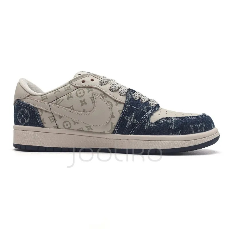 ایر جردن وان لویی ویتون LV Nike Jordan 1 Low x Travis Scott Fragment Denim Navy - تصویر 6
