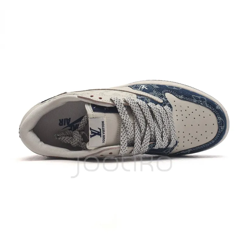 ایر جردن وان لویی ویتون LV Nike Jordan 1 Low x Travis Scott Fragment Denim Navy - تصویر 7