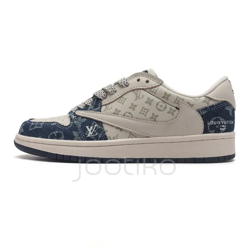 ایر جردن وان لویی ویتون LV Nike Jordan 1 Low x Travis Scott Fragment Denim Navy - تصویر 2