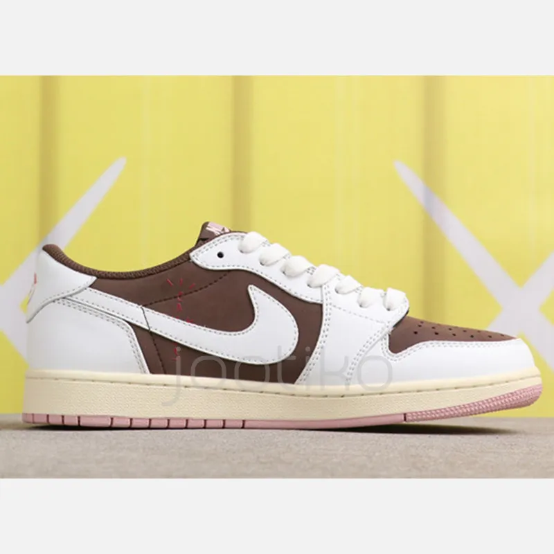 جردن وان لو Travis Scott x Air Jordan 1 Low OG Dark Pony Pink دارک پونی پینک - تصویر 5