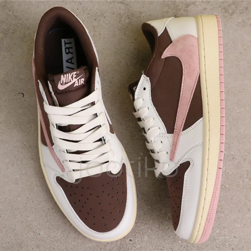 جردن وان لو Travis Scott x Air Jordan 1 Low OG Dark Pony Pink دارک پونی پینک - تصویر 6