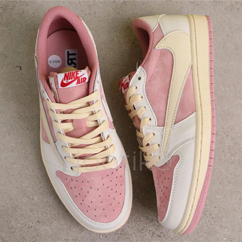 جردن وان لو Travis Scott x Air Jordan 1 Low OG Shy Pink شای پینک جردن وان لو Travis Scott x Air Jordan 1 Low OG Shy Pink شای پینک - تصویر 3
