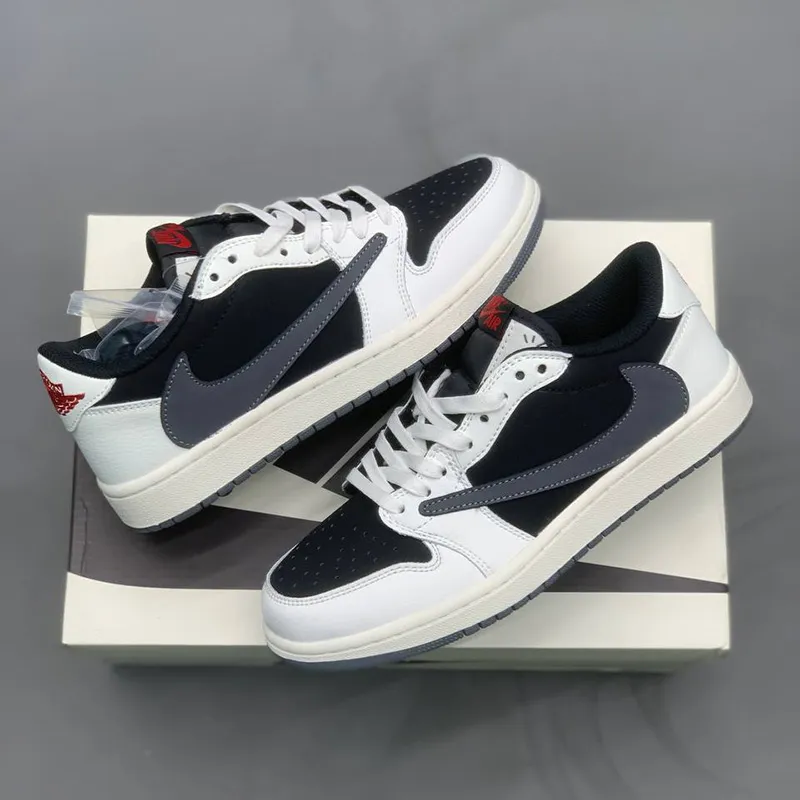 نایک ایر جردن وان لو مشکی سفید خاکستری Travis Scott x Air Jordan 1 Retro Low OG نایک ایر جردن وان لو مشکی سفید خاکستری Travis Scott x Air Jordan 1 Retro Low OG - تصویر 2