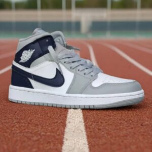 نایک ایر جردن وان Jordan 1 Mid Wolf Grey Midnight Navy نایک ایر جردن وان Jordan 1 Mid Wolf Grey Midnight Navy