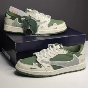 نایک ایرجردن وان لو تراویس گوچی Nike Air Jordan 1 Low Travis Scott X Gucci سبز کرم نایک ایرجردن وان لو تراویس گوچی Nike Air Jordan 1 Low Travis Scott X Gucci سبز کرم