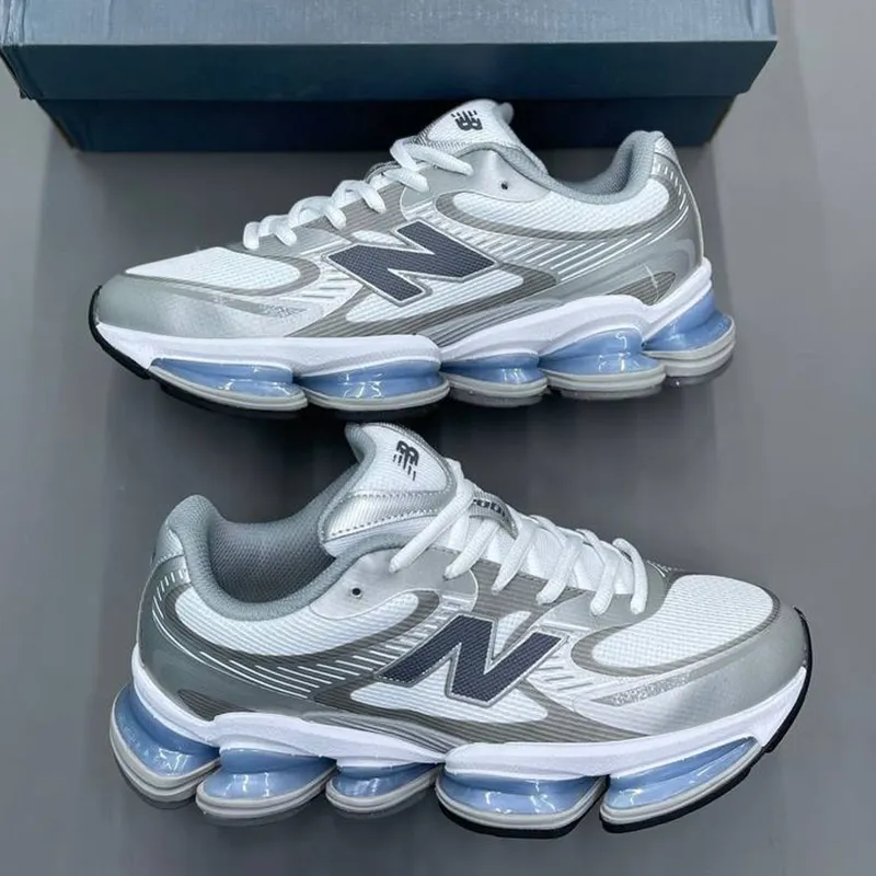 کفش نیوبالانس سفید طوسی آبی New Balance Abzorb 2000 White Grey Blue - تصویر 4