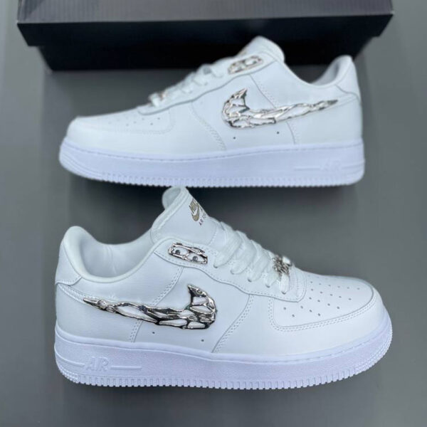 نایک ایرفورس وان لوگو نقره ای فلزی Nike Air Force 1 Low Liquid Metal Swoosh نایک ایرفورس وان لوگو نقره ای فلزی Nike Air Force 1 Low Liquid Metal Swoosh