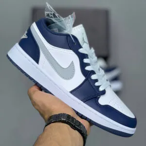 جردن وان لو ولف گری میدنایت نیوی Jordan 1 Low Wolf Grey Midnight Navy جردن وان لو ولف گری میدنایت نیوی Jordan 1 Low Wolf Grey Midnight Navy