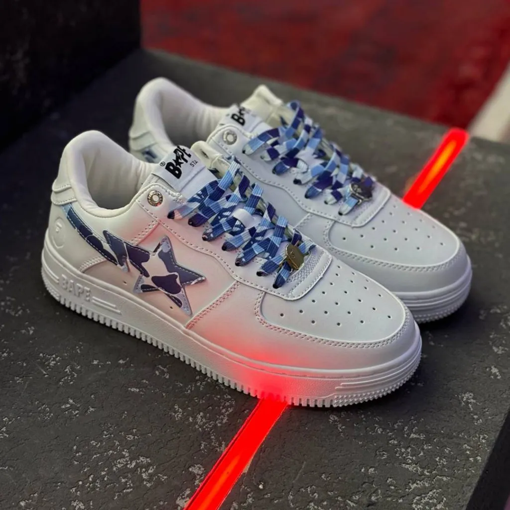 بتینگ ایپ بیپ استا سفید چریکی آبی A Bathing Ape Bape Sta Low White ABC Camo Blue بتینگ ایپ بیپ استا سفید چریکی آبی A Bathing Ape Bape Sta Low White ABC Camo Blue - تصویر 5