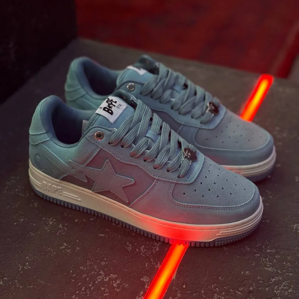 بتینگ ایپ بیپ استا آبی جیر A Bathing Ape Bape Sta Blue Suede - تصویر 3