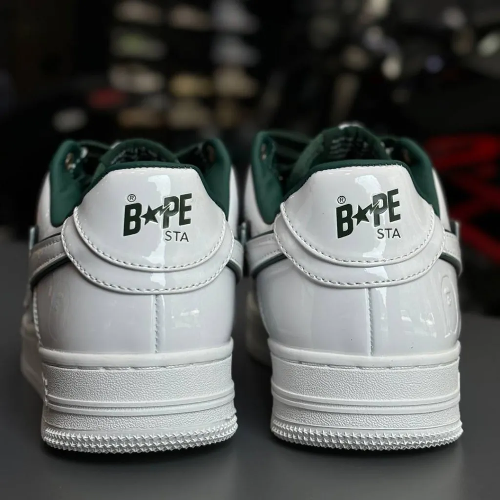 بتینگ ایپ بیپ استا چرم براق سفید سبز تیره A Bathing Ape Bape Sta Patent Leather White Green بتینگ ایپ بیپ استا چرم براق سفید سبز تیره A Bathing Ape Bape Sta Patent Leather White Green - تصویر 4