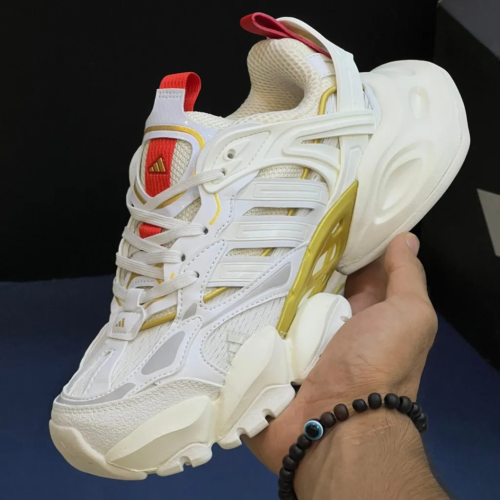 آدیداس رانر اکس ال جی دیلاکس سفید طلایی adidas XLG Runner Deluxe Off White Gold Metallic Red - تصویر 4