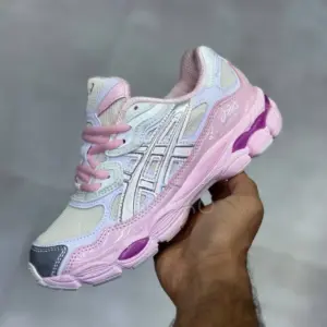 اسیکس ژل ان وای سی کیکی یانگ ژانگ صورتی ASICS GEL-NYC Kicki Yang Zhang Pink Cream Pure Silver اسیکس ژل ان وای سی کیکی یانگ ژانگ صورتی ASICS GEL-NYC Kicki Yang Zhang Pink Cream Pure Silver