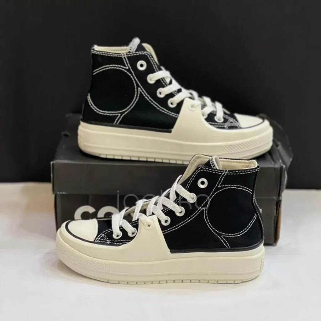 کانورس چاک تیلور آل استار کانستراکت های وینتیج Converse Chuck Taylor All Star Construct Hi Black Vintage White - تصویر 4
