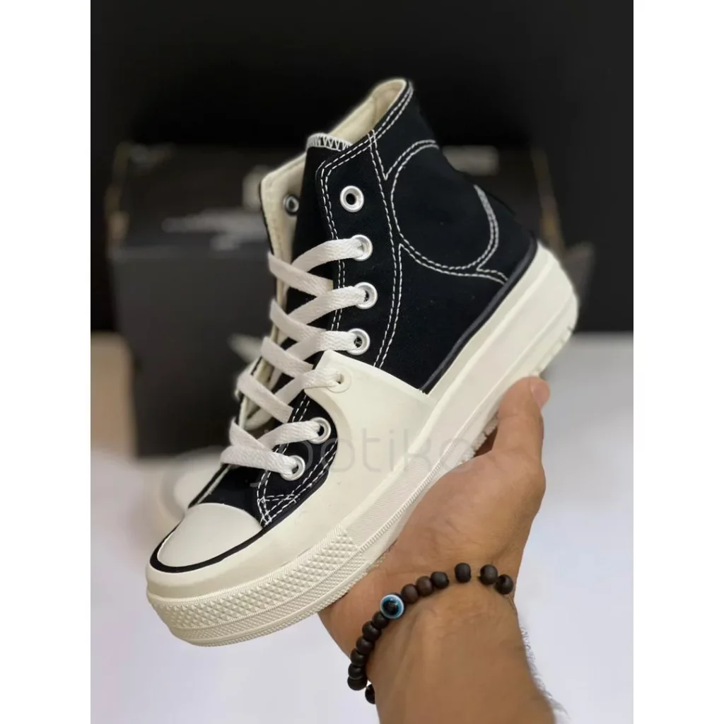 کانورس چاک تیلور آل استار کانستراکت های وینتیج Converse Chuck Taylor All Star Construct Hi Black Vintage White - تصویر 5