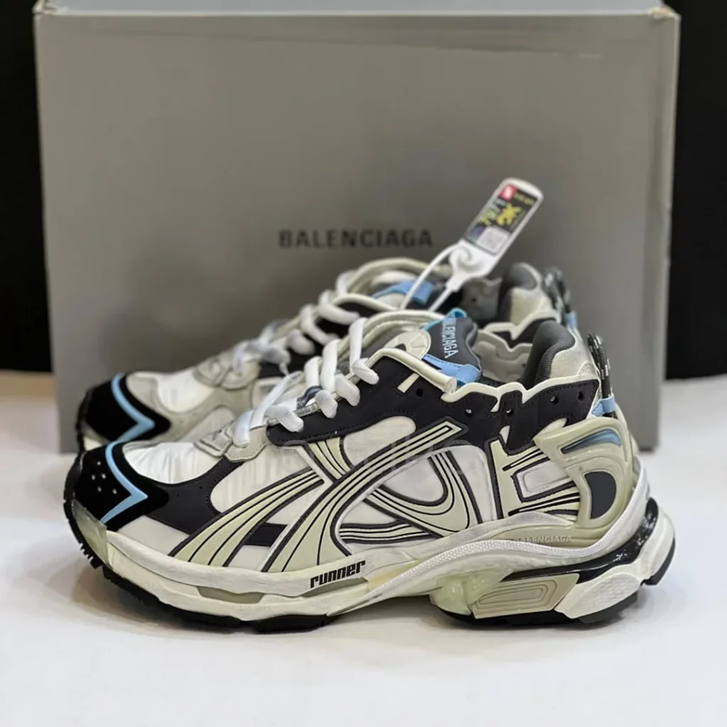بالنسیاگا رانر سفید بژ طوسی آبی Balenciaga Runner White/Beige/Grey/Blue - تصویر 4