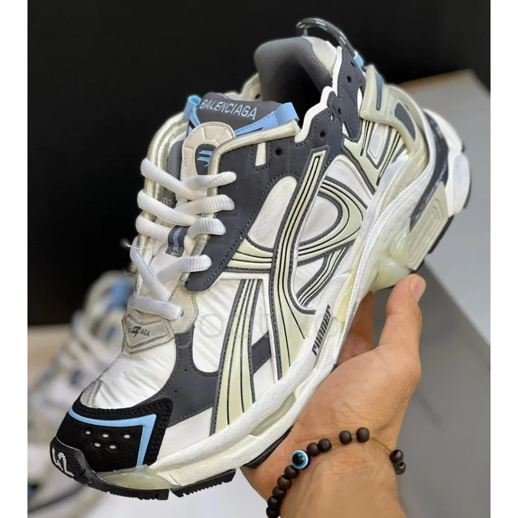 بالنسیاگا رانر سفید بژ طوسی آبی Balenciaga Runner White/Beige/Grey/Blue - تصویر 5
