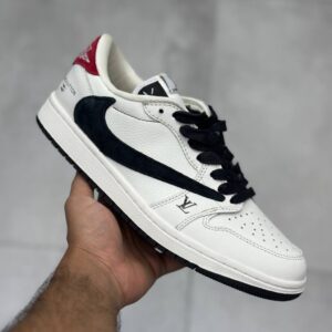 نایک ایر جردن وان لو لویی ویتون سفید مشکی قرمز  Nike Air Jordan 1 Low Louis Vuitton White Black Red