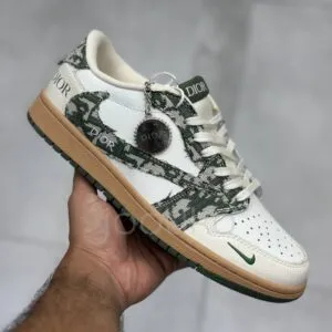 نایک ایر جردن وان لو دیور کرم سبز قهوهای کاراملی Nike Air Jordan 1 Dior Cream Green Brown Caramel نایک ایر جردن وان لو دیور کرم سبز قهوهای کاراملی Nike Air Jordan 1 Dior Cream Green Brown Caramel