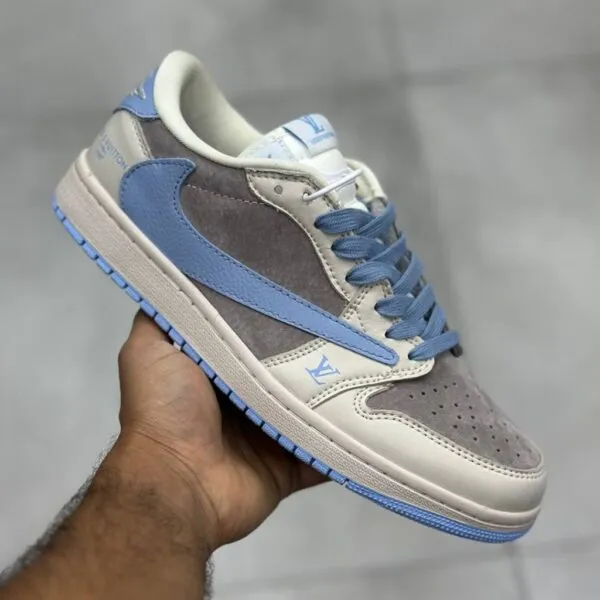 نایک ایر جردن وان لو لویی ویتون طوسی آبی آسمانی کرم روشن Nike Air Jordan One 1 Louis Vuitton Grey Sky Blue Light Cream نایک ایر جردن وان لو لویی ویتون طوسی آبی آسمانی کرم روشن Nike Air Jordan One 1 Louis Vuitton Grey Sky Blue Light Cream